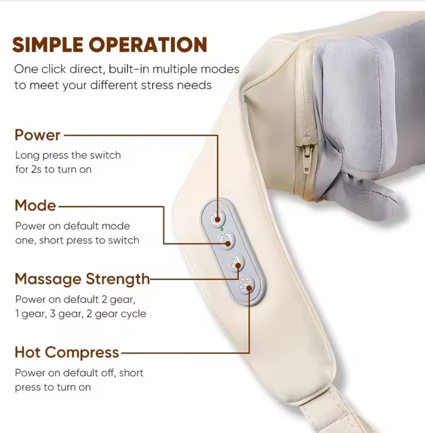 "CHEV Neck & Shoulder Massager - Deep Kneading with Heat Therapy"